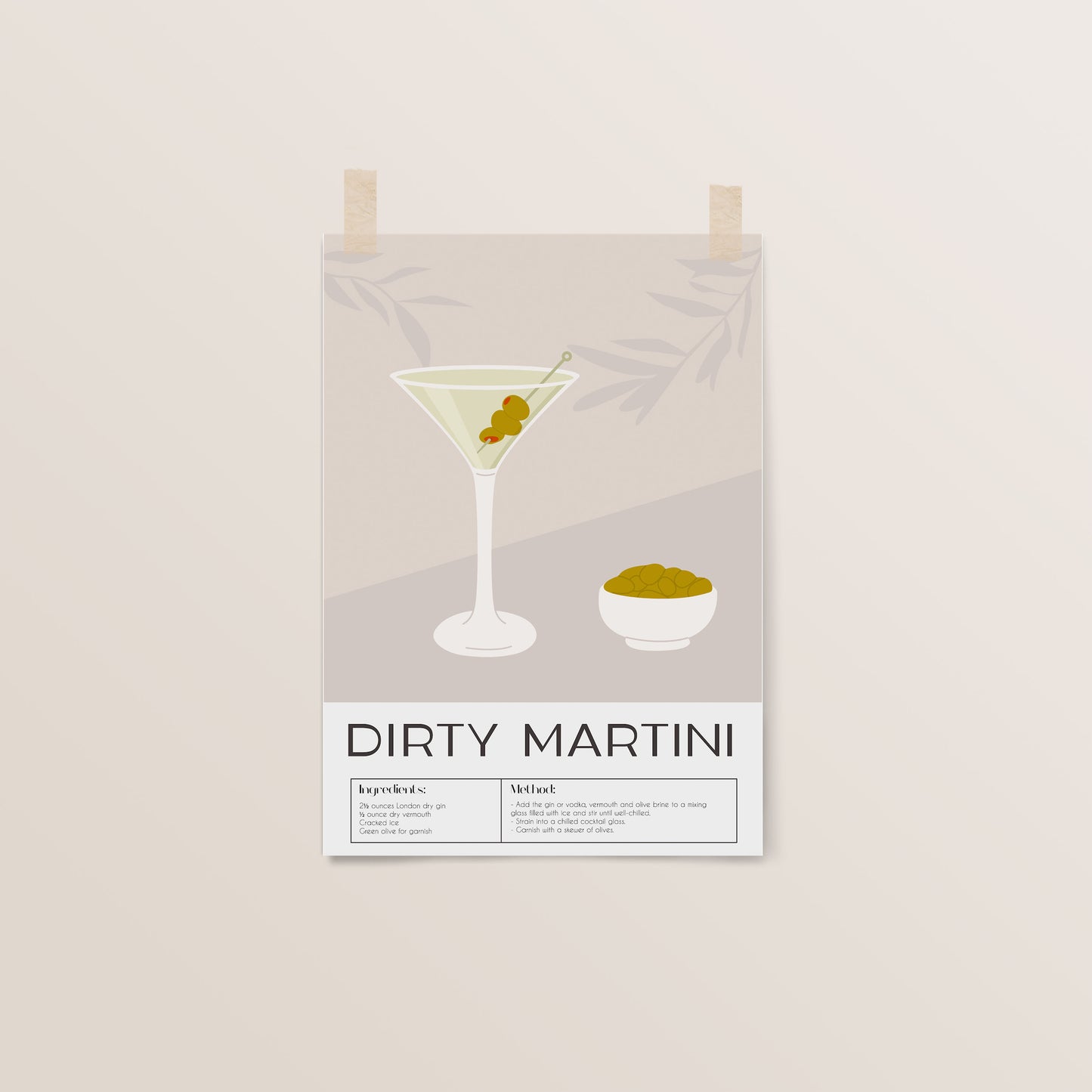 Dirty Martini | Cocktail Art | Bar Cart Decor