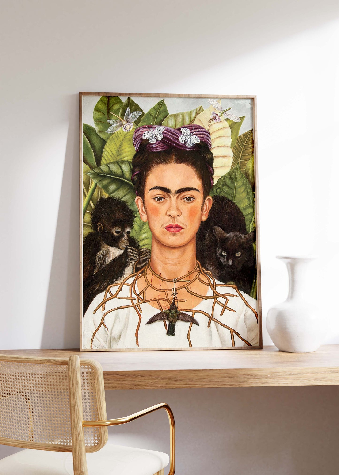 Self-Portrait with Thorn Necklace and Hummingbird: 1940 | Frida Kahlo