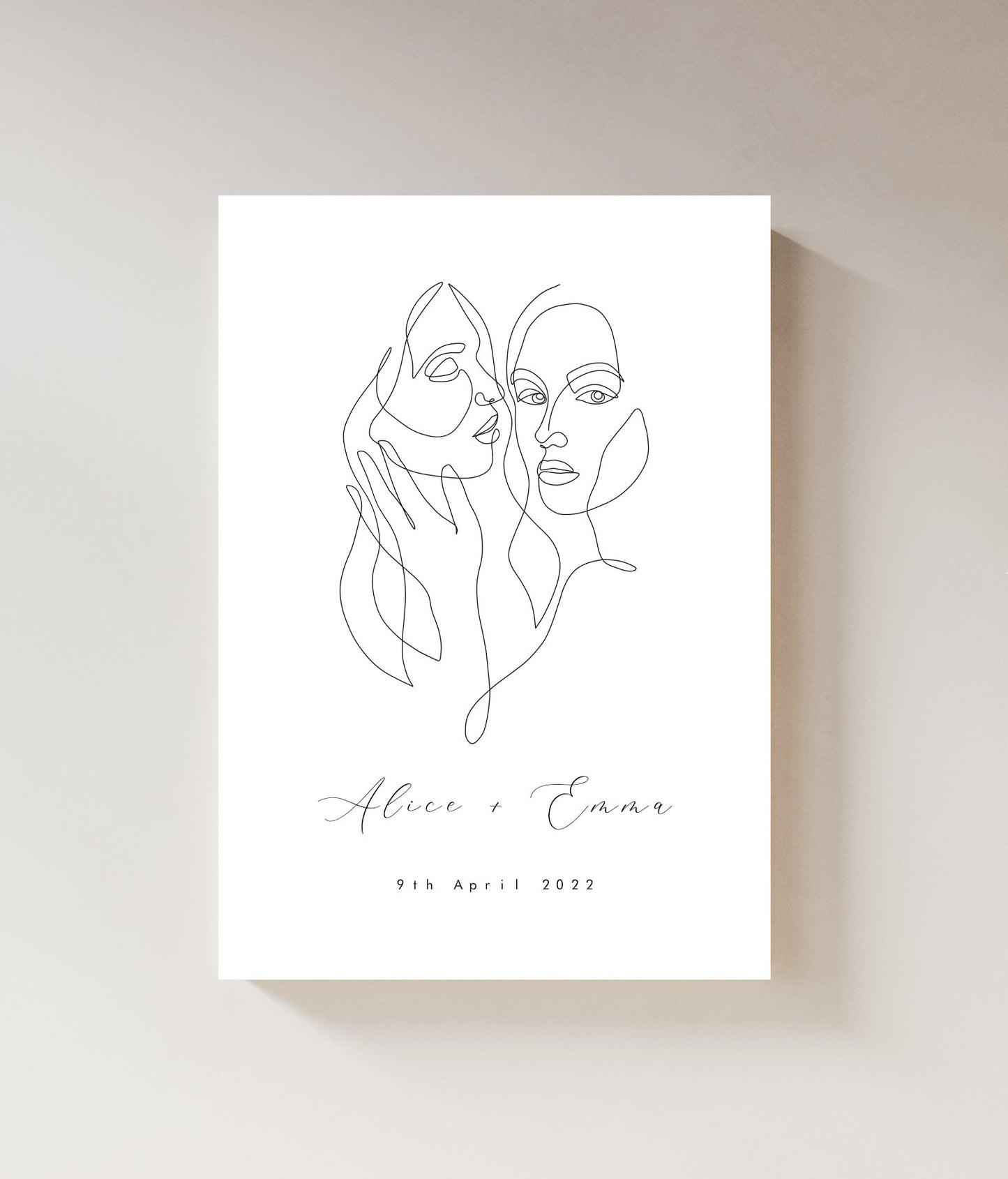 Personalised Embraced Couple | LGBTQIA+ Line Art