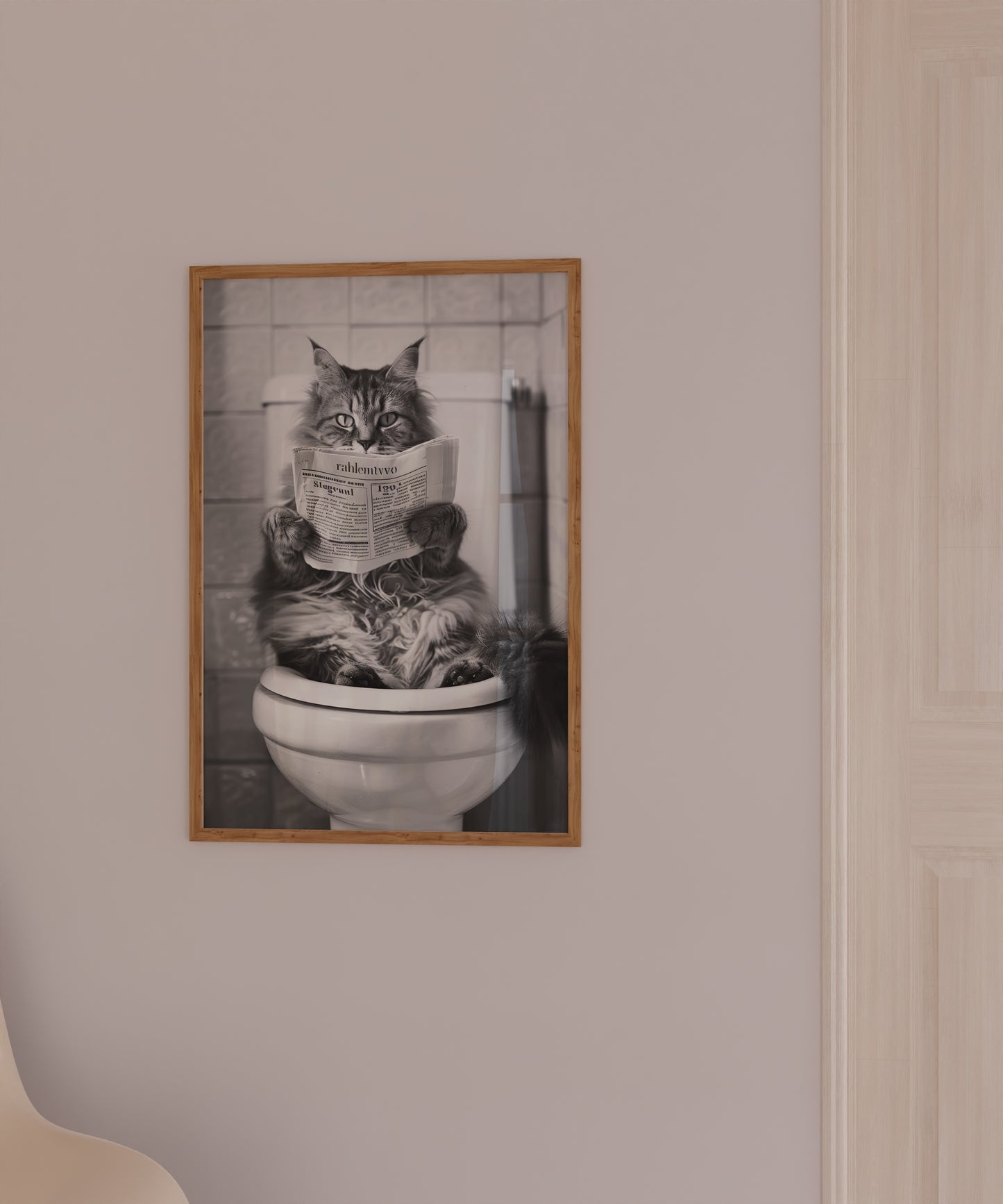 Cat on Toilet Print | Bathroom Decor