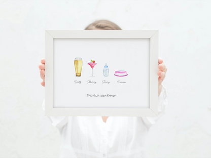 Family & Friends Drinks Print | Personalised Gift