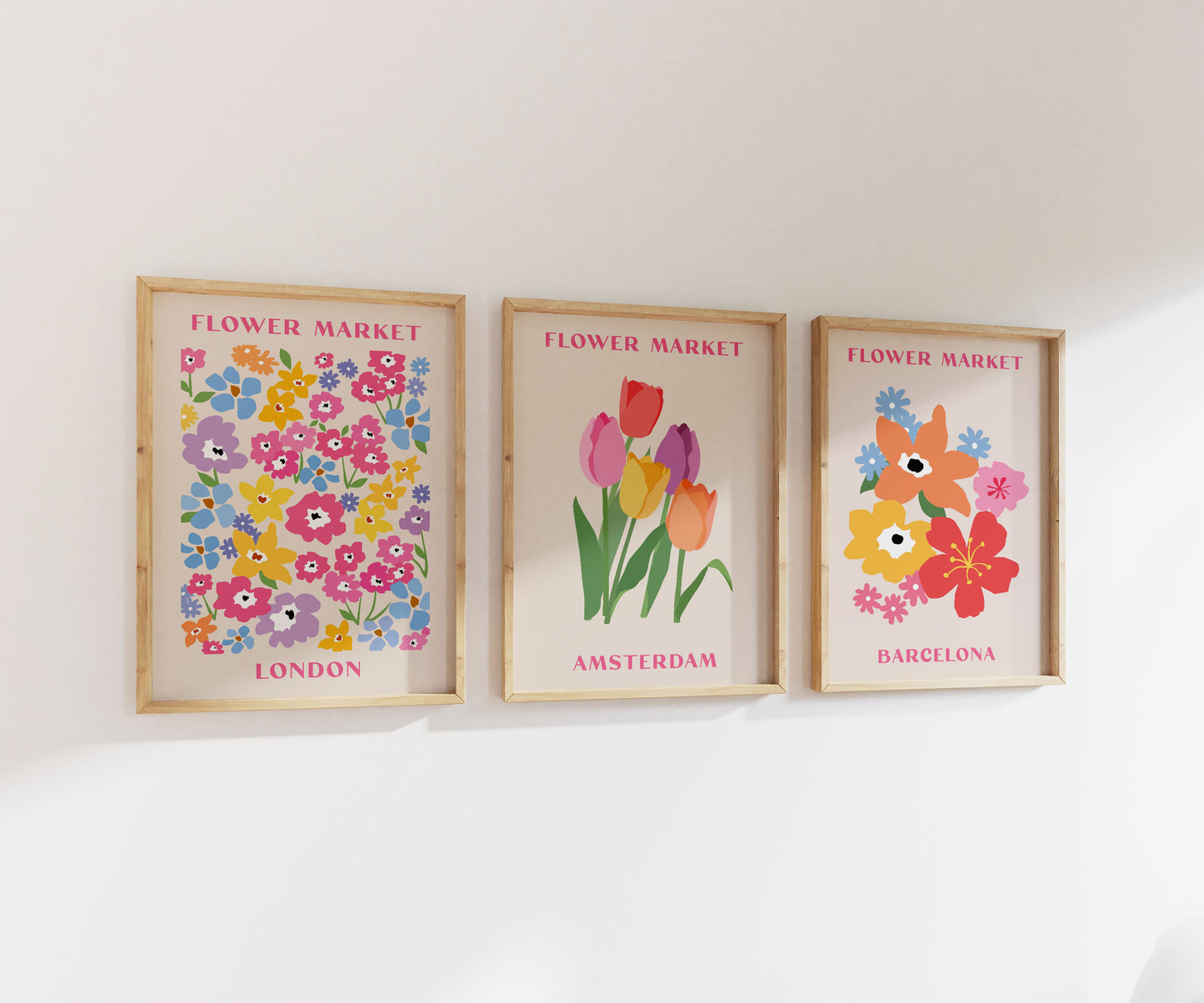 Pastel Flower Market Print Bundle | Gallery Wall | Set of 3