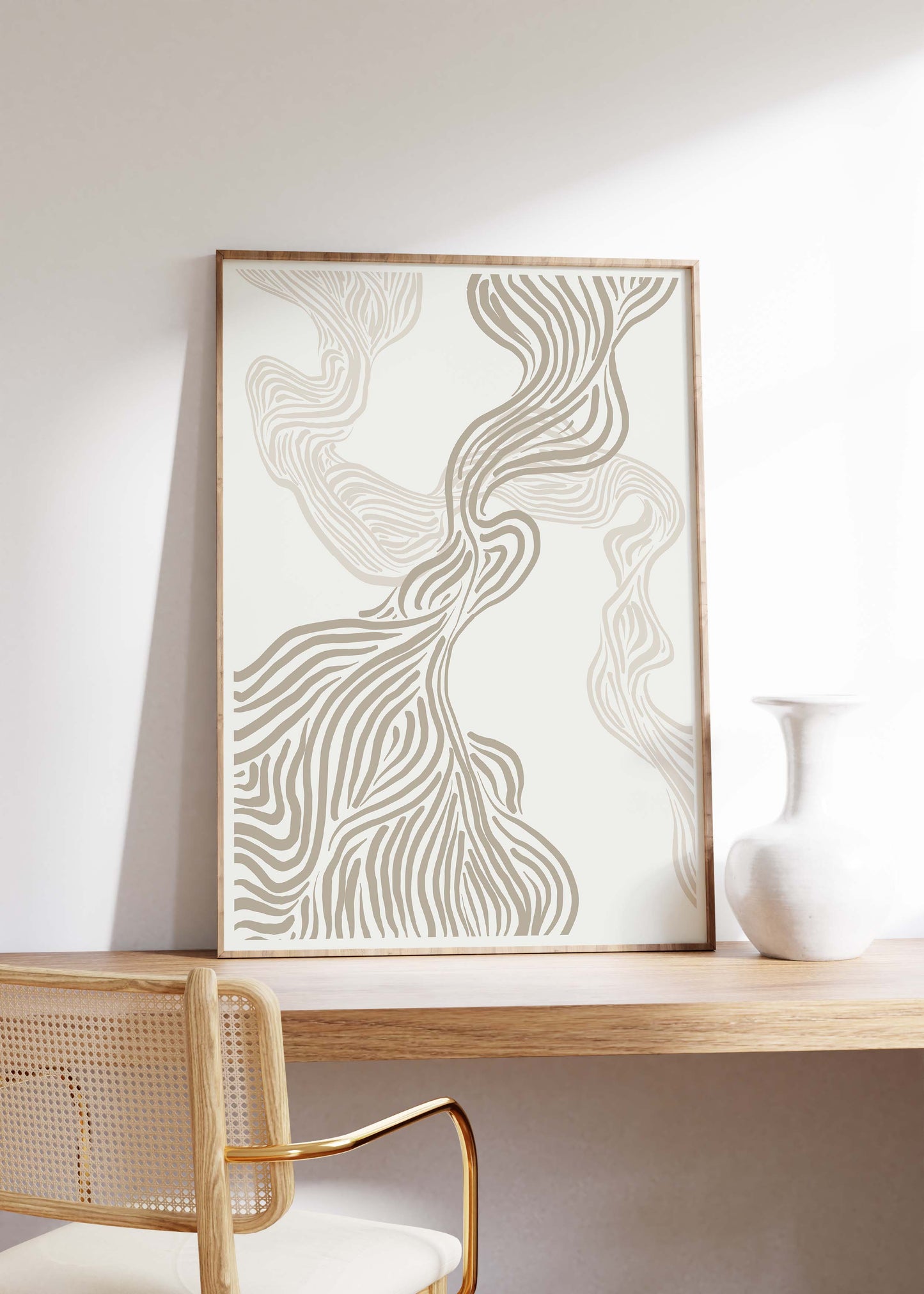 Minimalist Beige Abstract | Line Art | Modern Collection