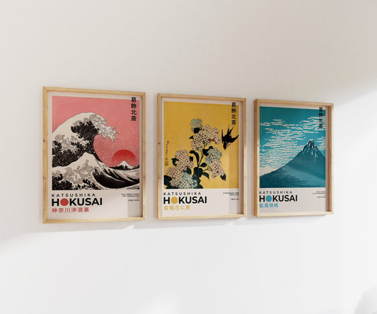 Katsushika Hokusai Print Trio | Gallery Wall | Set of 3