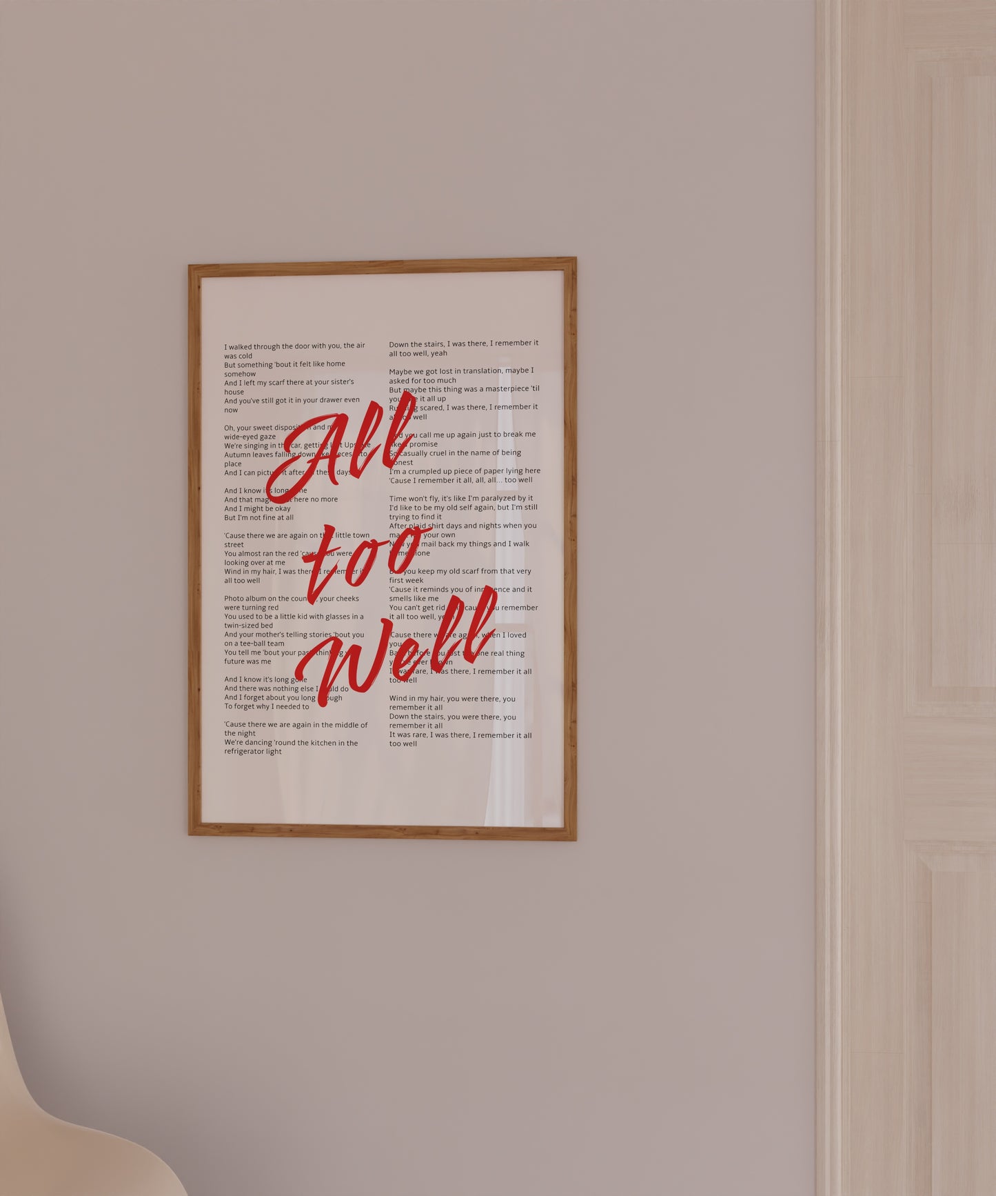 Taylor "All too Well" Lyric Poster | Pop Culture Wall Art Print