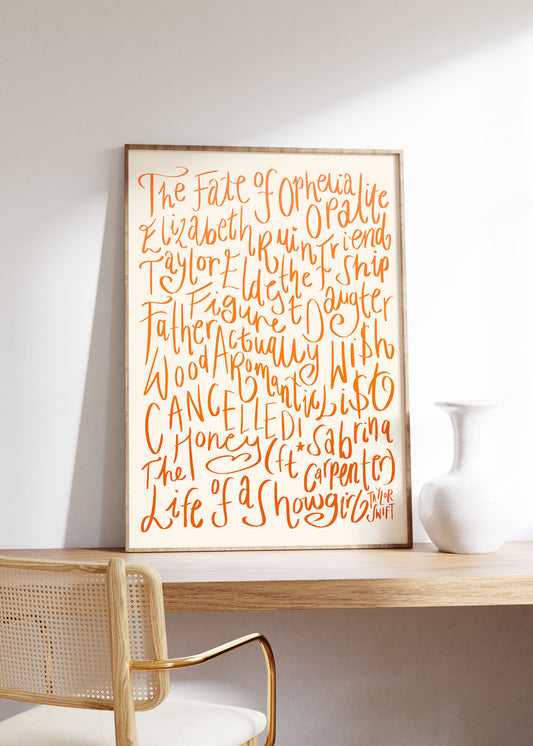 Taylor Tracklist Poster (LOASG) | Pop Culture Wall Art Print