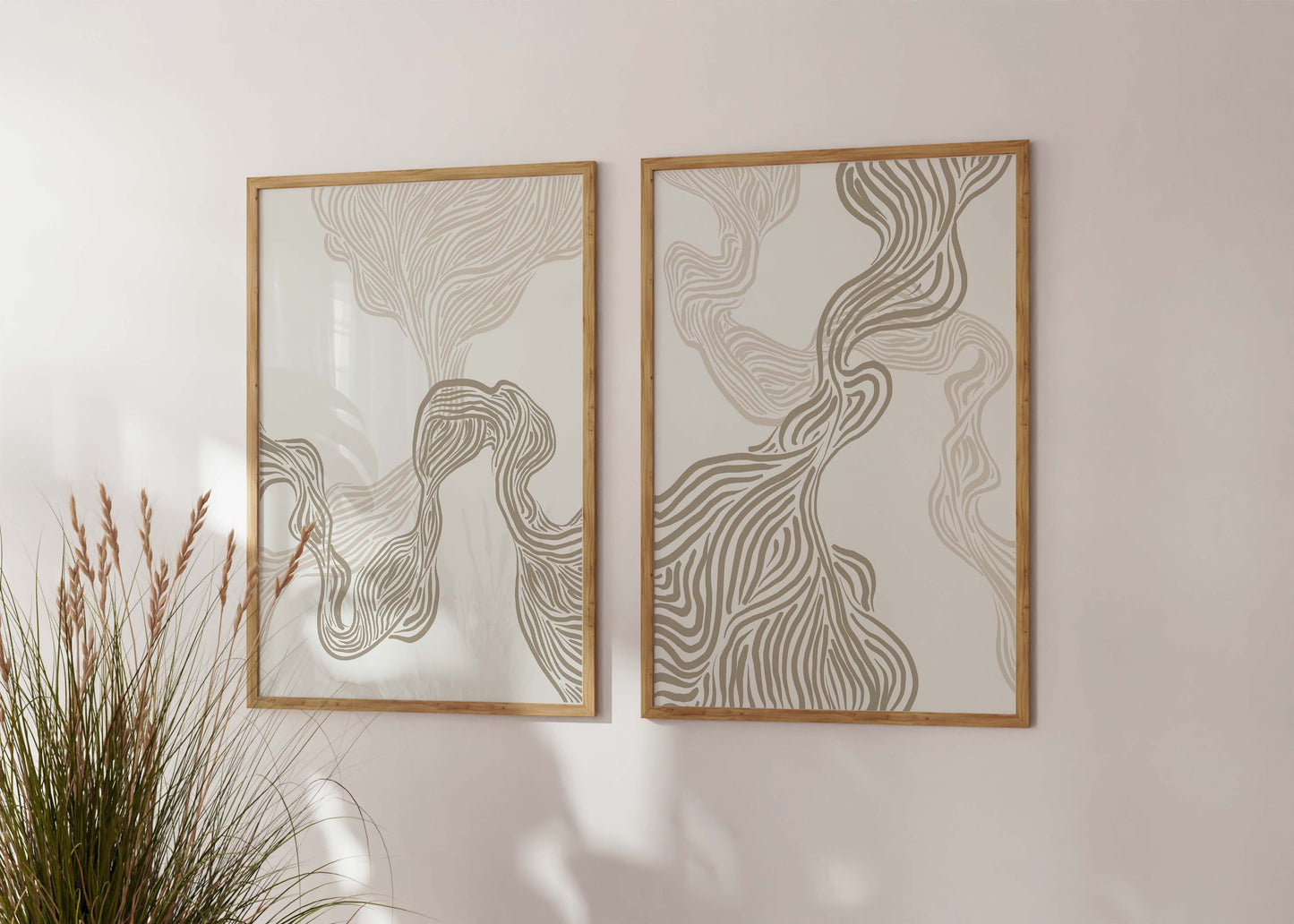 Beige Abstract Lines | Set of 2 | Modern Art Collection