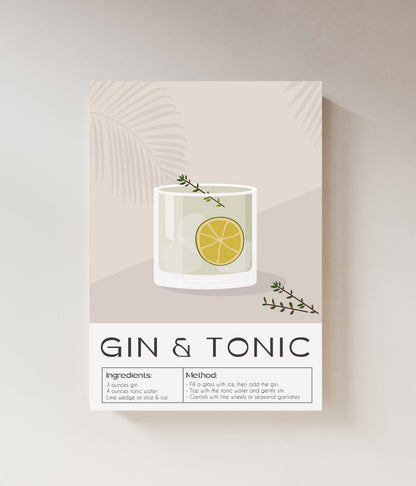 Gin + Tonic | Cocktail Art | Bar Cart Decor