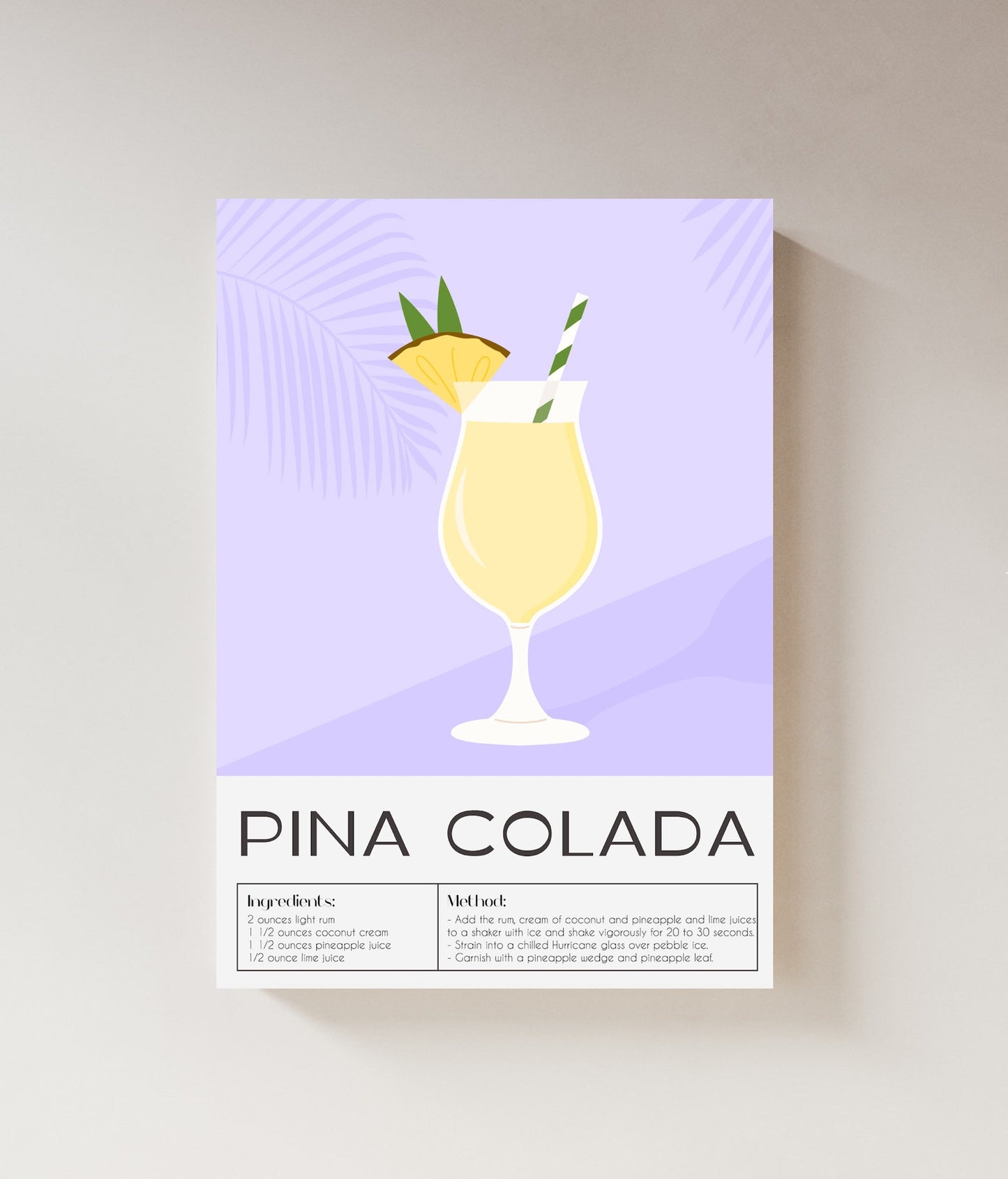 Pina Colada | Cocktail Art | Bar Cart Decor