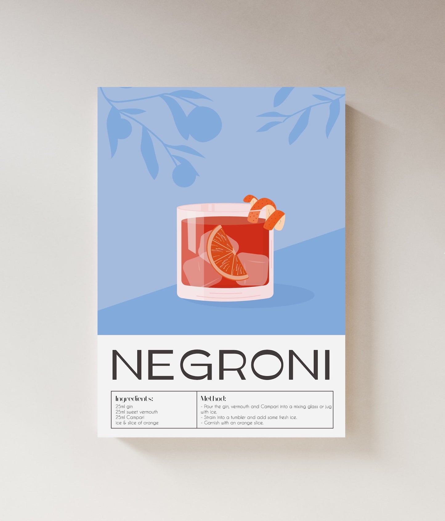 Negroni | Cocktail Art | Bar Cart Decor