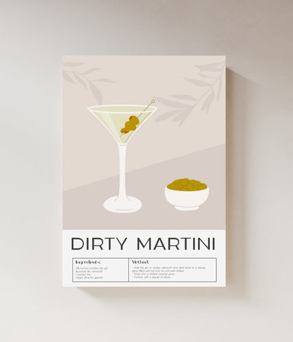 Dirty Martini | Cocktail Art | Bar Cart Decor