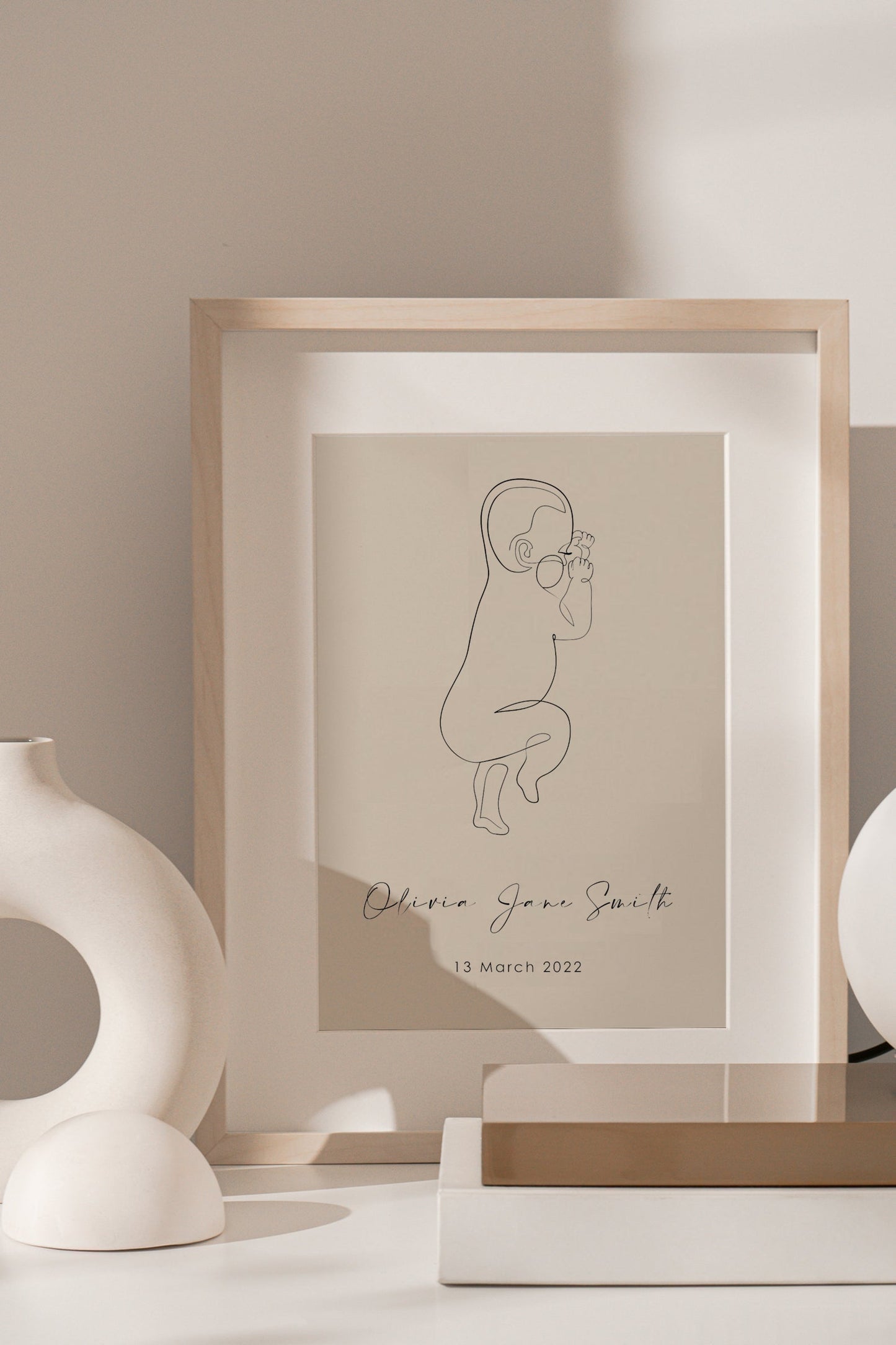 Personalised Baby Birth Announcement Line Art Print