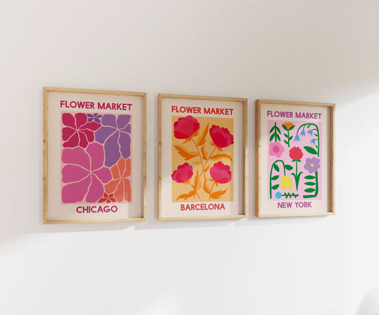 Pastel Flower Market Print Bundle | Gallery Wall | Set of 3