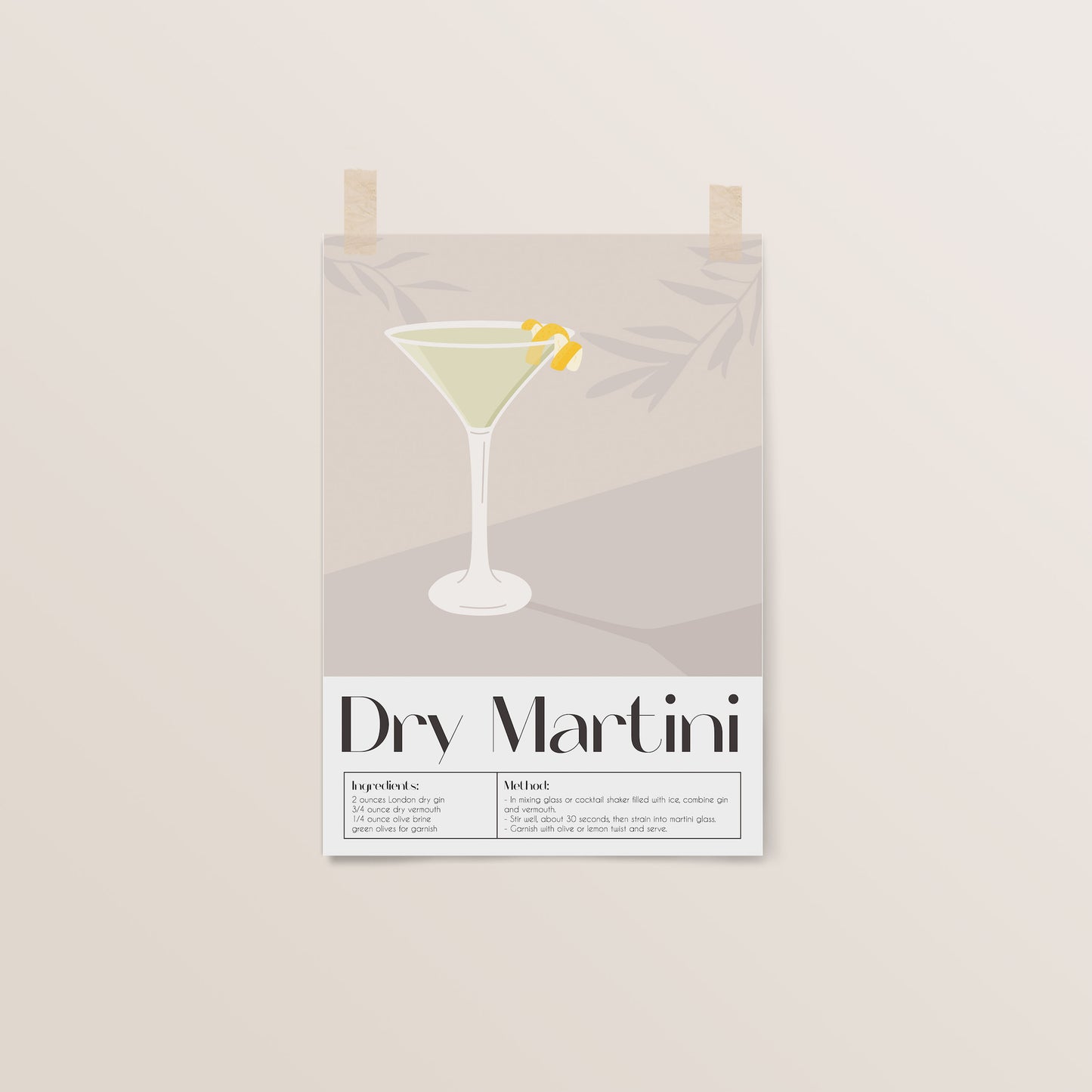 Dry Martini | Cocktail Art | Bar Cart Decor