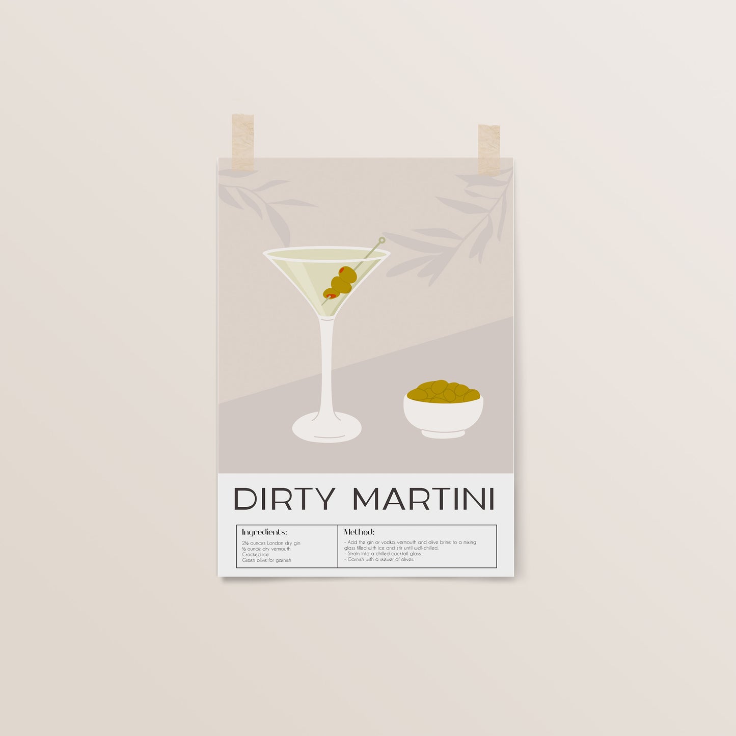 Dirty Martini | Cocktail Art | Bar Cart Decor