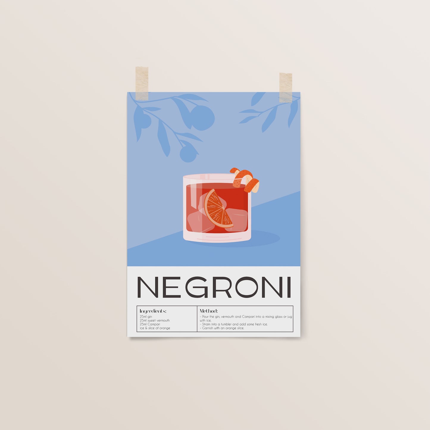 Negroni | Cocktail Art | Bar Cart Decor