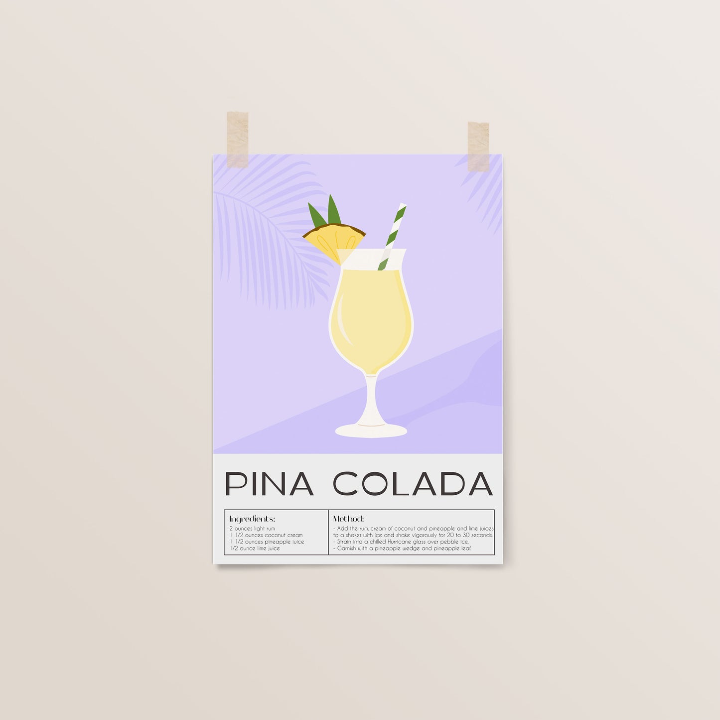 Pina Colada | Cocktail Art | Bar Cart Decor