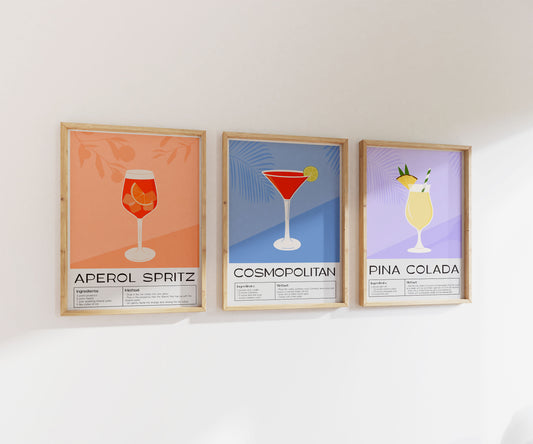 Cocktail Print Set | Gallery Wall | Set of 3