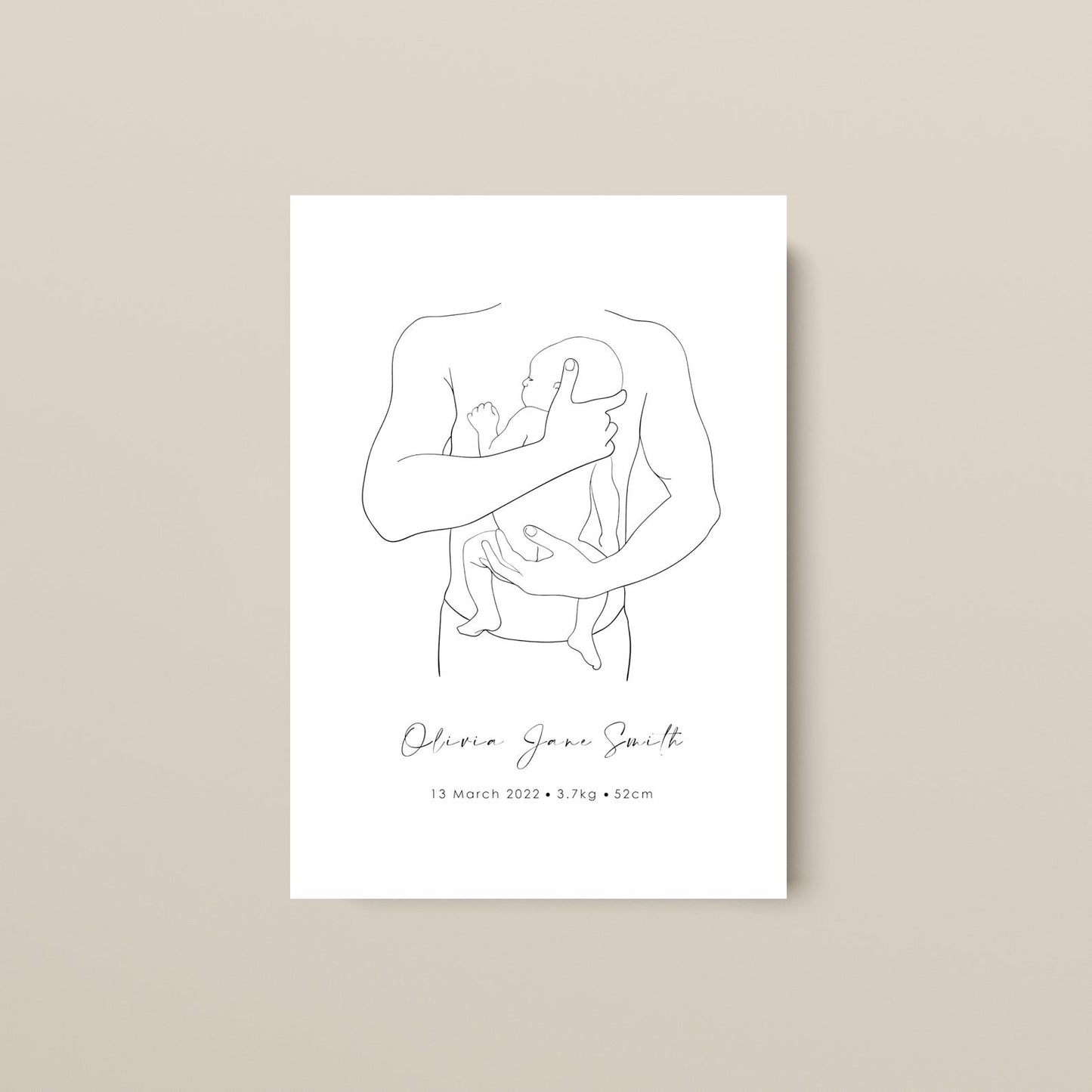 Personalised Newborn Birth Print | Dad + Baby