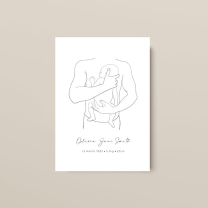 Personalised Newborn Birth Print | Dad + Baby