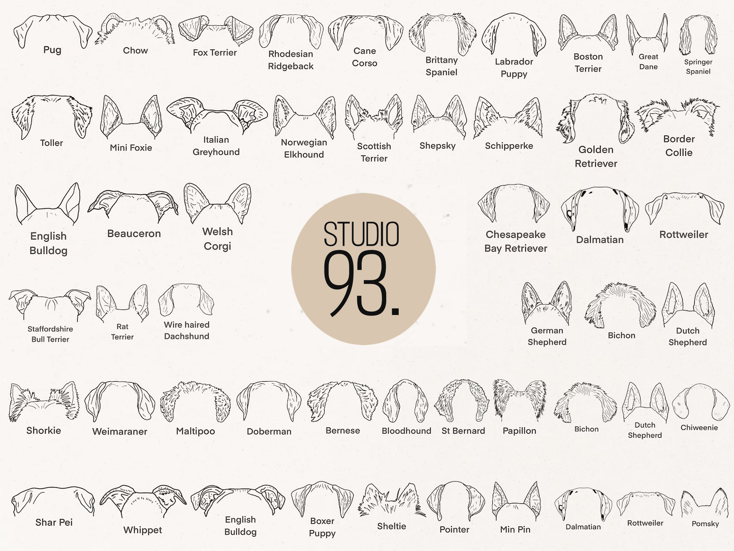 Personalised Dog Ears Print