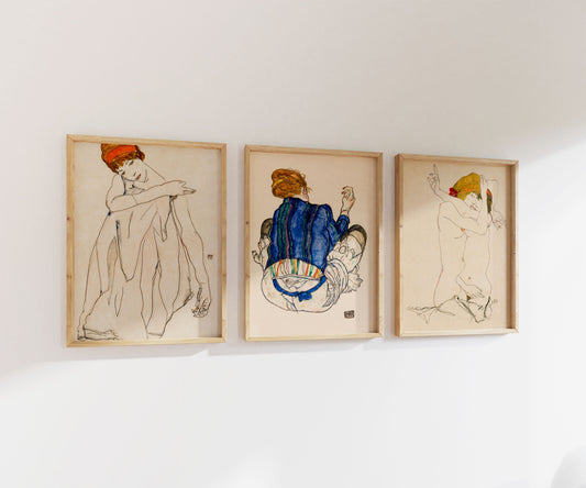 Egon Schiele Paintings | Gallery Wall | Set of 3