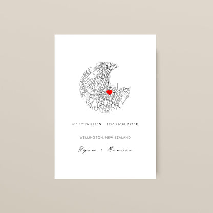 Personalised GPS Coordinates + Map Print