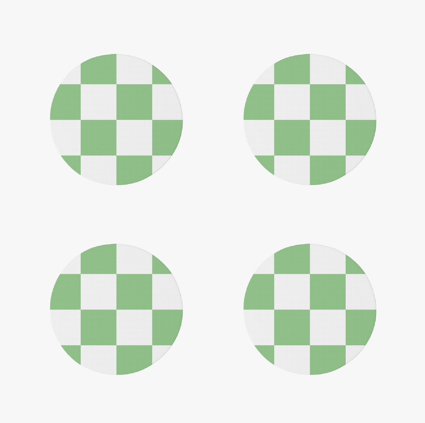 Green Checkerboard | Set of 4 | Ceramic Coaster Collection