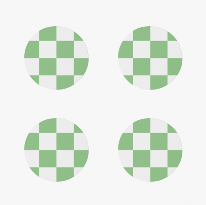 Green Checkerboard | Set of 4 | Ceramic Coaster Collection