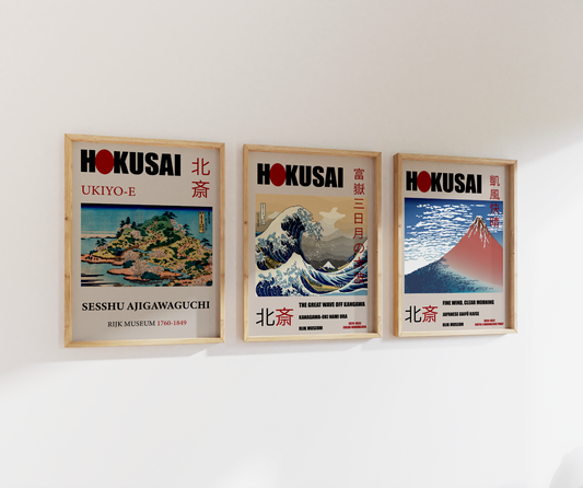 Katsushika Hokusai Print Set | Gallery Wall | Set of 3