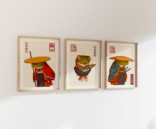 Japanese Frogs Print Trio | Gallery Wall | Set of 3