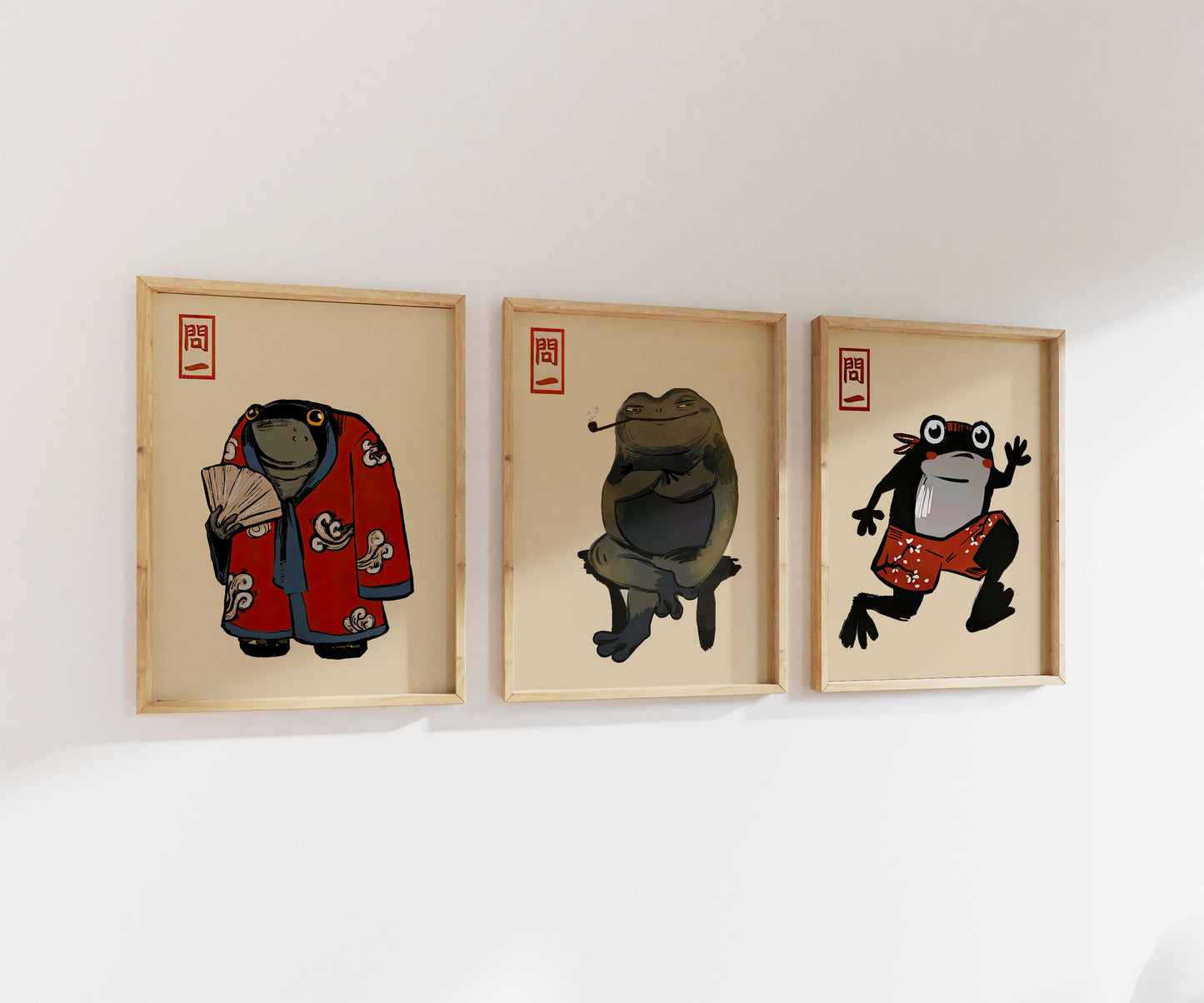 Japanese Frogs Print Bundle | Matsumoto Hoji | Gallery Wall | Set of 3