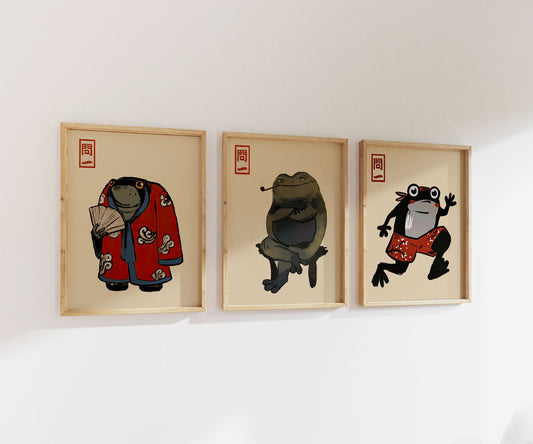 Japanese Frogs Print Bundle | Matsumoto Hoji | Gallery Wall | Set of 3
