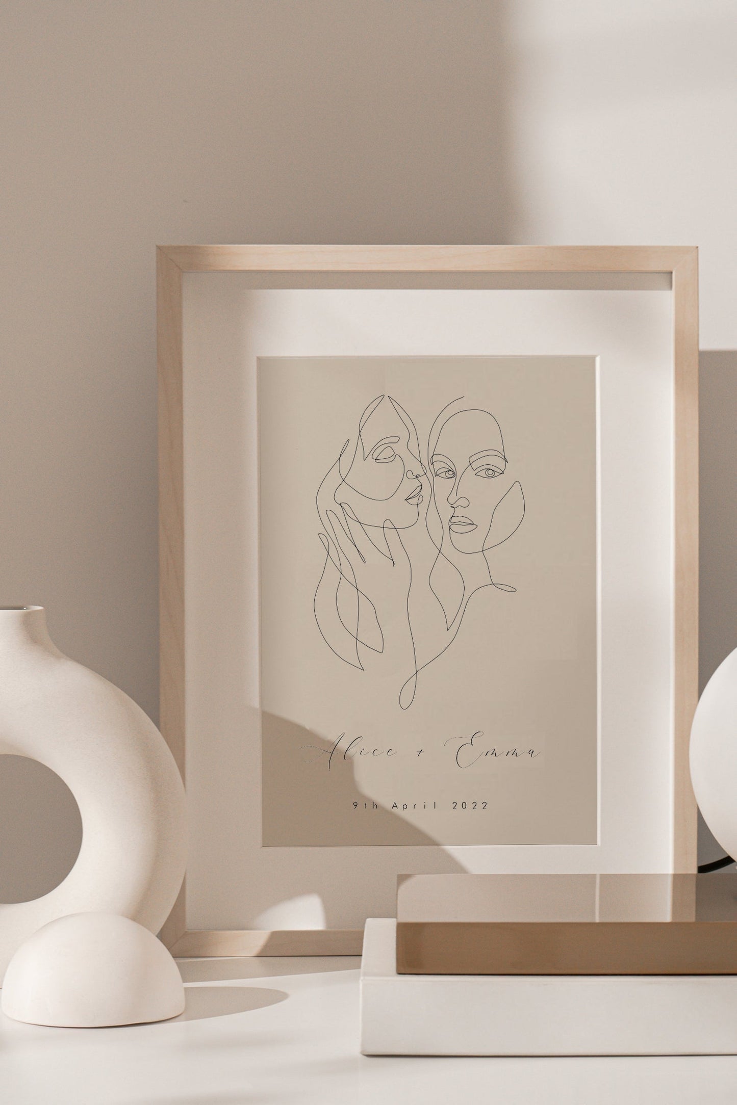 Personalised Embraced Couple | LGBTQIA+ Line Art