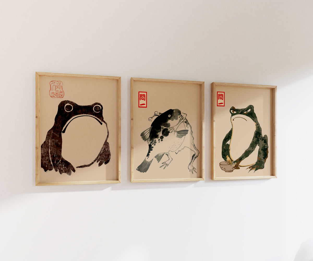 Japanese Frogs | Matsumoto Hoji Print Set | Gallery Wall | Set of 3 ...
