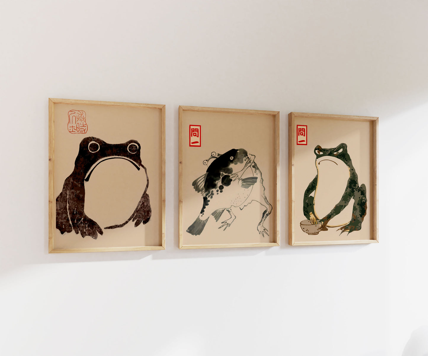 Japanese Frogs | Matsumoto Hoji Print Set | Gallery Wall | Set of 3