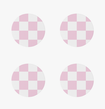 Pink Checkerboard | Set of 4 | Ceramic Coaster Collection