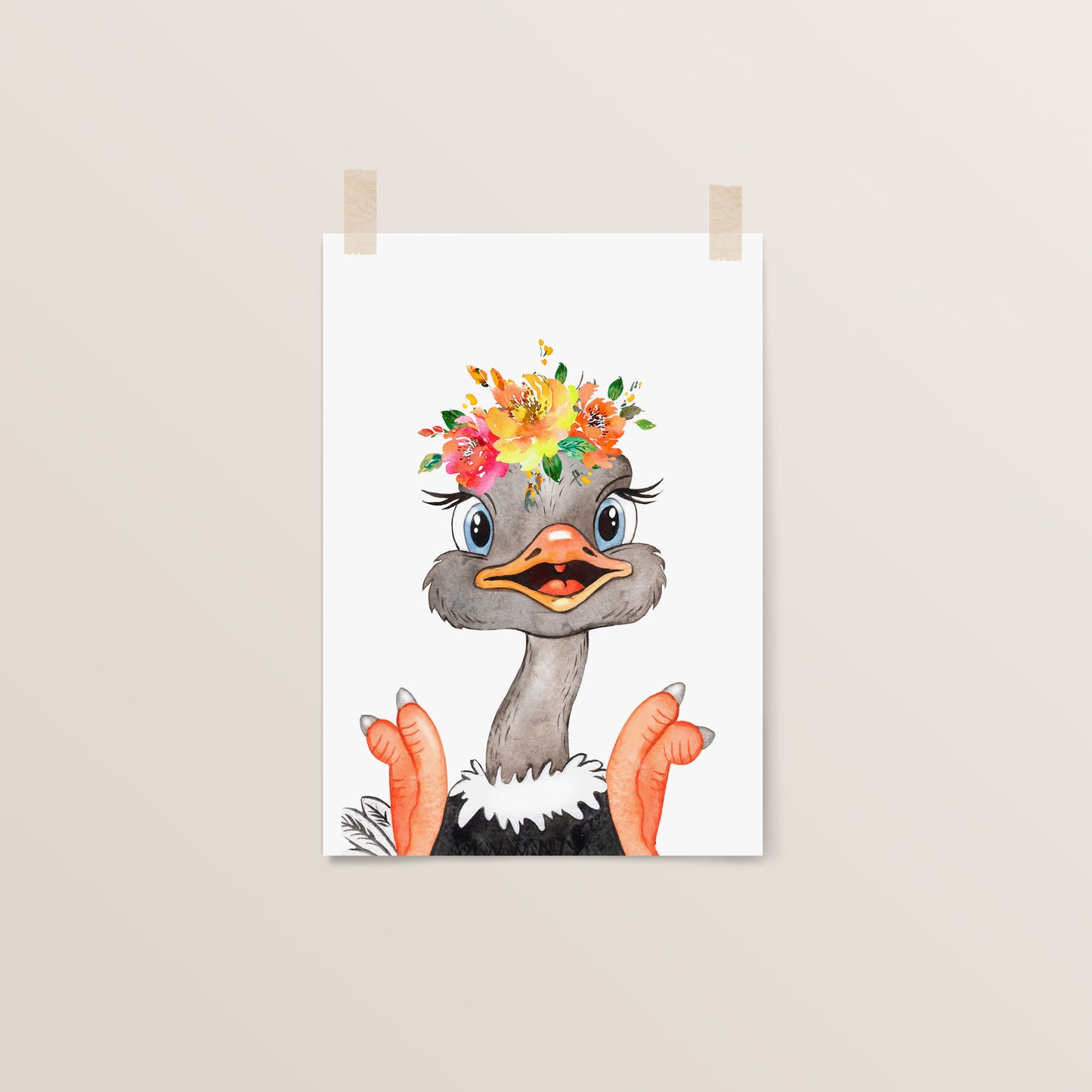 Ostrich | Safari Animals | Nursery Wall Art