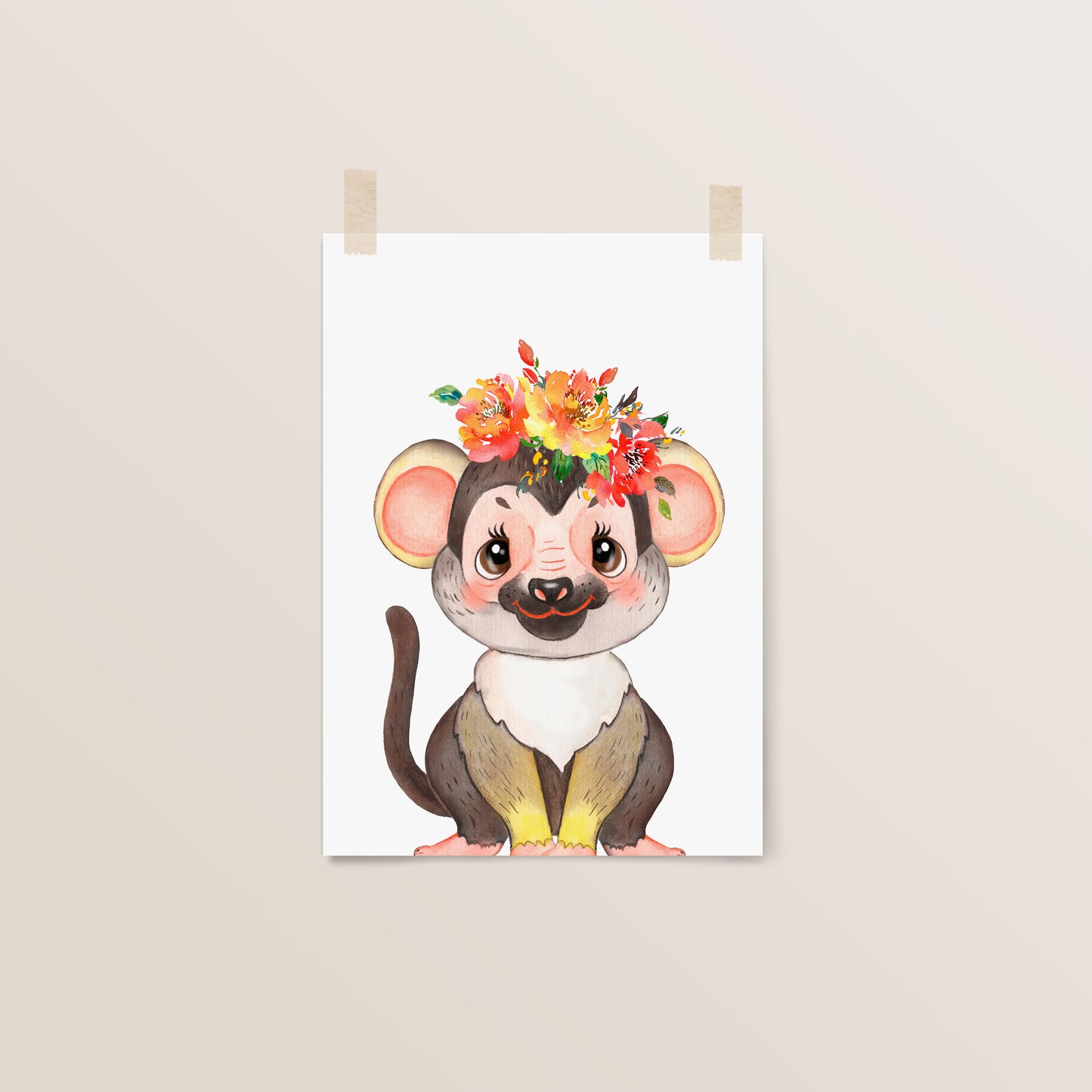 Monkey | Safari Animals | Nursery Wall Art