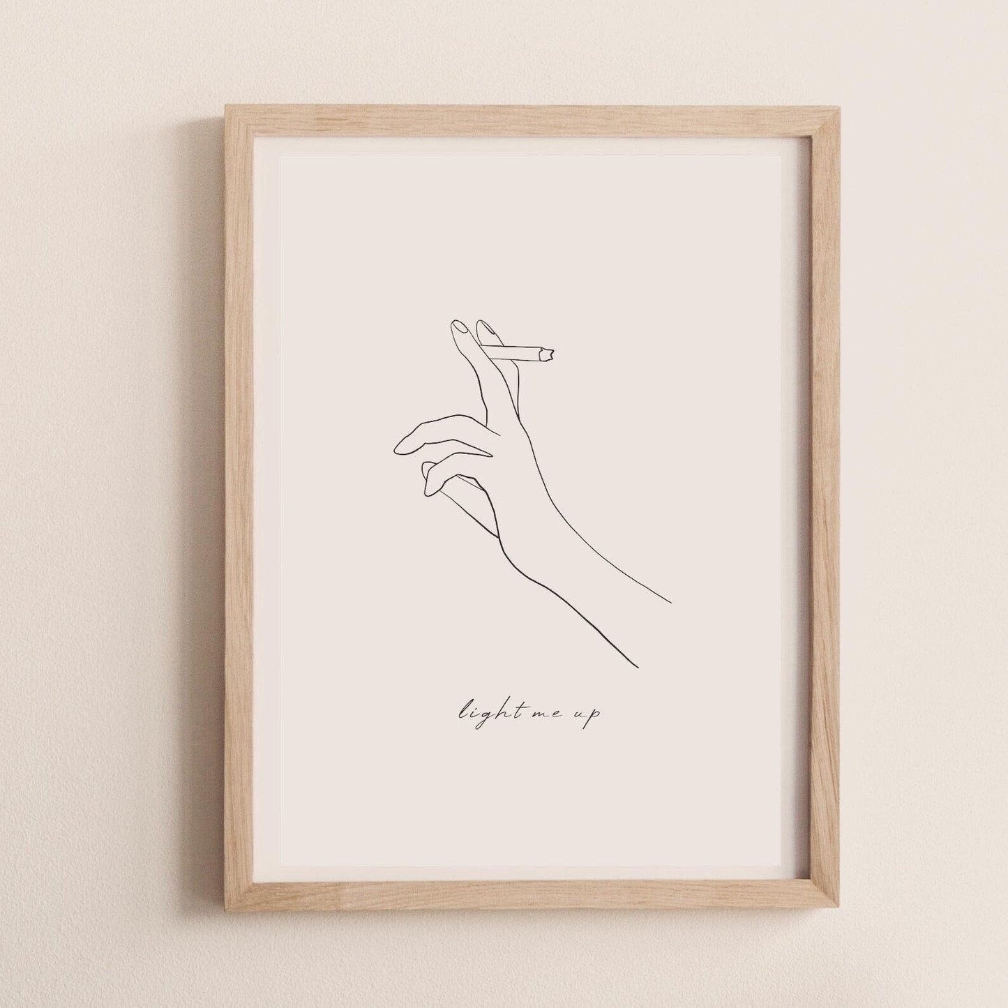 Light Me Up, Female Line Drawing Quote | Modern Woman Wall Art