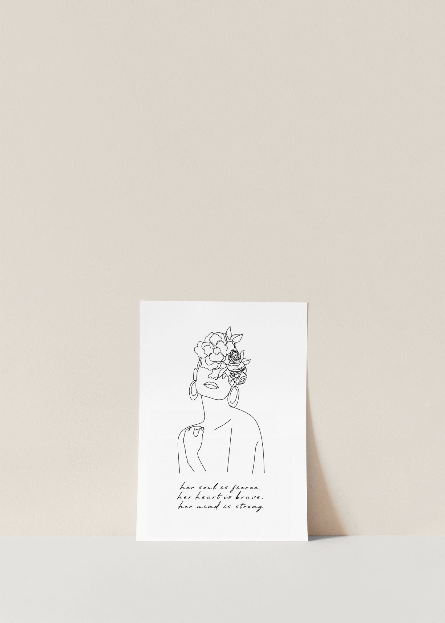 Fierce Woman Line Drawing Quote | Modern Woman Wall Art