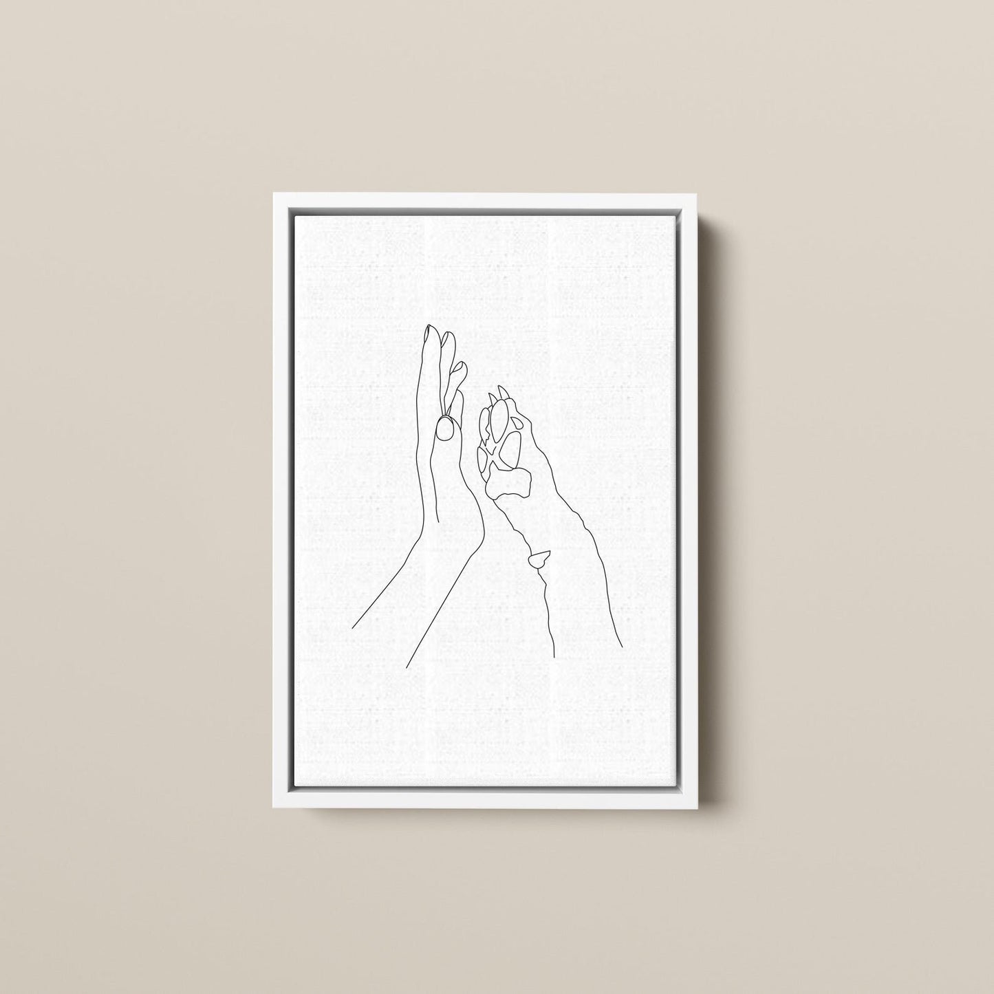 Paw and Hand Line Art Poster | Dog Mom Gift | High-Five Dog Paw and Human Hand Fine Line