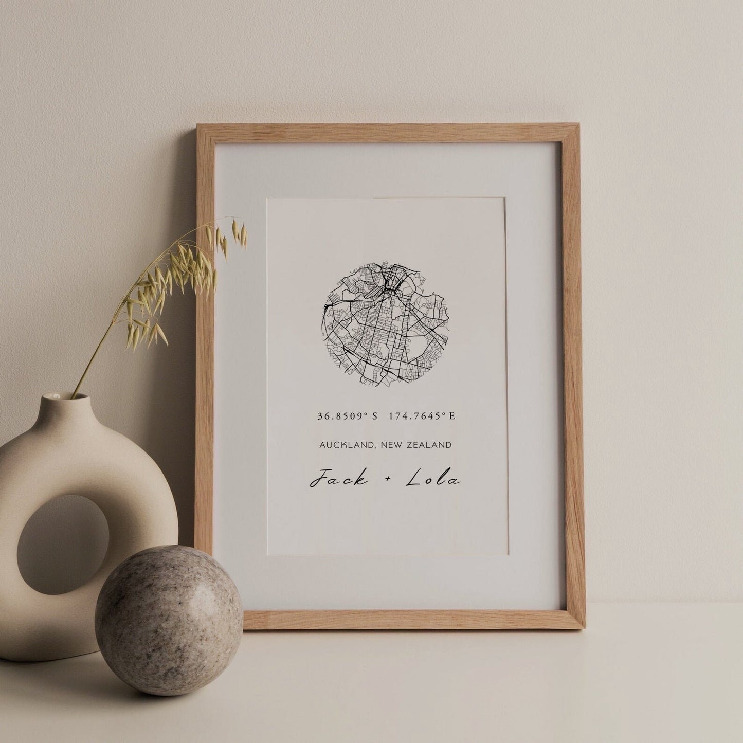 Personalised GPS Coordinates + Map Print